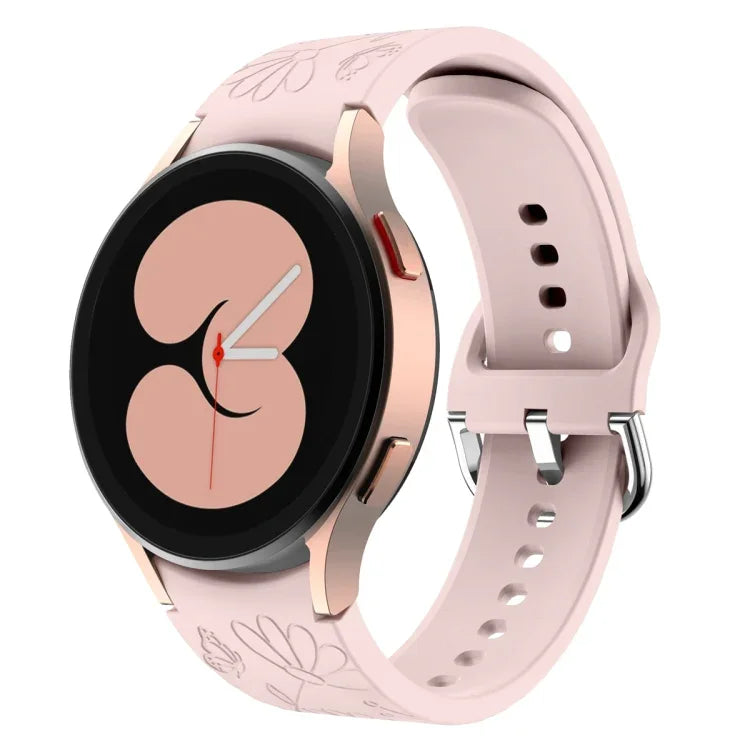 蝴蝶花壓紋矽膠錶帶，適用於 Samsung Galaxy Watch 6