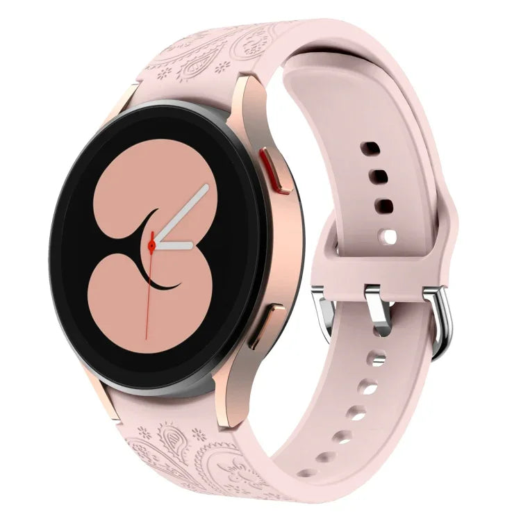 民族風花卉壓紋矽膠錶帶，適用於 Samsung Galaxy Watch 6