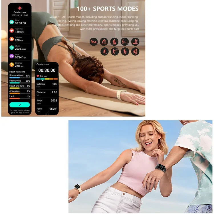 DM05 1.83 吋 BT5.2 智慧運動手錶，支援睡眠／心率／血氧／體溫／血糖／血壓健康監測