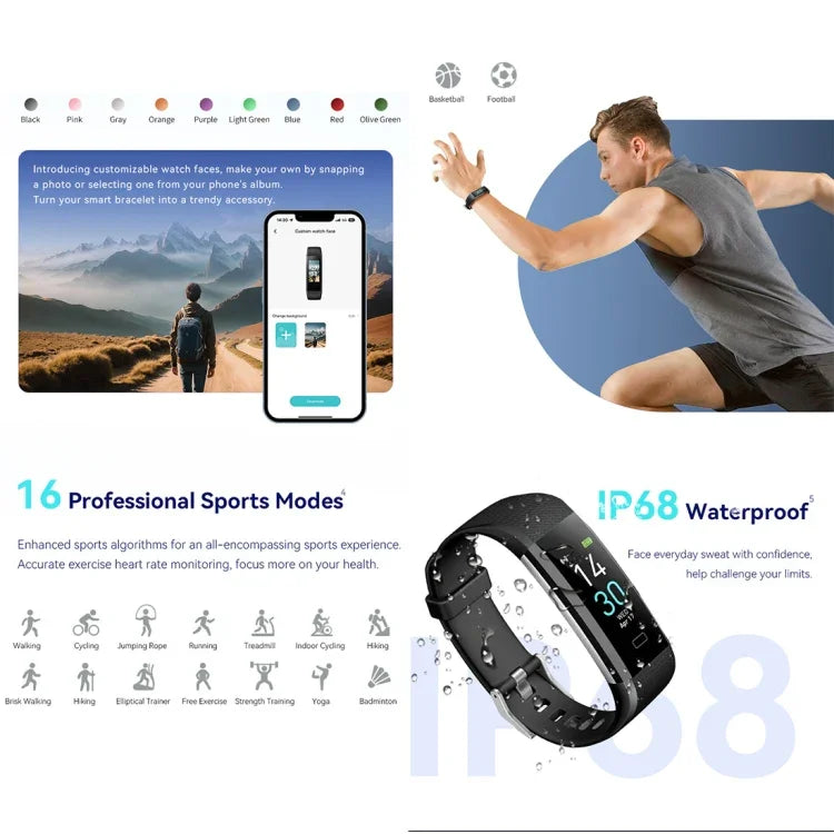 S5-4 智慧手環 IP68 防水 心率運動健身追蹤智慧手錶