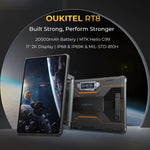 OUKITEL RT8 4G 網路 IP68/IP69K 防護堅固型平板，11 吋 Android 13 MediaTek Helio G99 四核心，支援雙 SIM，歐規插頭，RT8 6GB+256GB