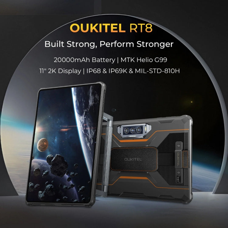 OUKITEL RT8 4G 網路 IP68/IP69K 防護堅固型平板，11 吋 Android 13 MediaTek Helio G99 四核心，支援雙 SIM，歐規插頭，RT8 6GB+256GB
