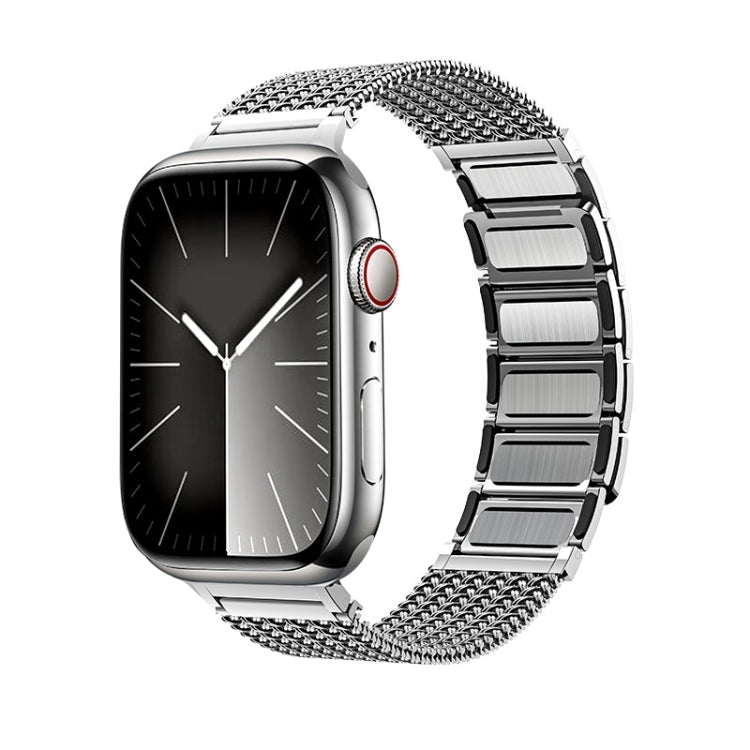 磁扣編織鏈不鏽鋼錶帶，適用於 Apple Watch SE 2023 44mm，Apple Watch SE 2023 40mm，Apple Watch Ultra 2 49mm，Apple Watch Series 9 45mm，Apple Watch Series 9 41mm，Apple Watch Ultra 49mm