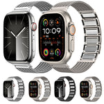 磁扣編織鏈不鏽鋼錶帶，適用於 Apple Watch SE 2023 44mm，Apple Watch SE 2023 40mm，Apple Watch Ultra 2 49mm，Apple Watch Series 9 45mm，Apple Watch Series 9 41mm，Apple Watch Ultra 49mm