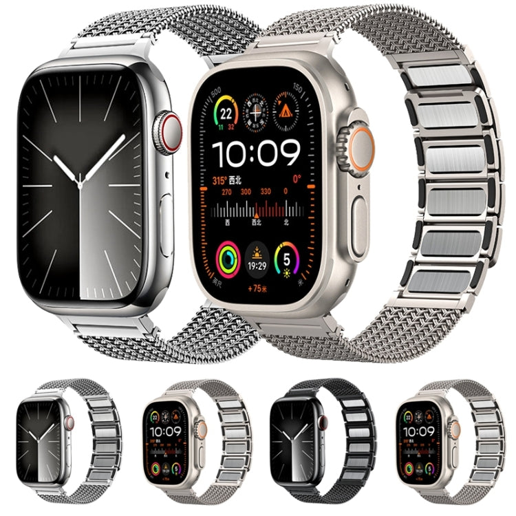 磁扣編織鏈不鏽鋼錶帶，適用於 Apple Watch SE 2023 44mm，Apple Watch SE 2023 40mm，Apple Watch Ultra 2 49mm，Apple Watch Series 9 45mm，Apple Watch Series 9 41mm，Apple Watch Ultra 49mm