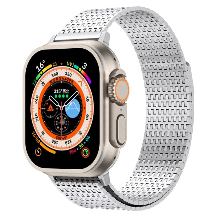 米蘭尼斯環磁扣不鏽鋼錶帶，適用於 Apple Watch SE 2023 44mm，Apple Watch SE 2023 40mm，Apple Watch Ultra 2 49mm，Apple Watch Series 9 45mm，Apple Watch Series 9 41mm，Apple Watch Ultra 49mm