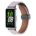 荔枝紋磁吸黑色扣環皮革錶帶，適用於 Samsung Galaxy Fit 3