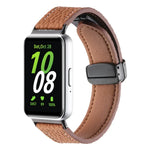 荔枝紋磁吸黑色扣環皮革錶帶，適用於 Samsung Galaxy Fit 3