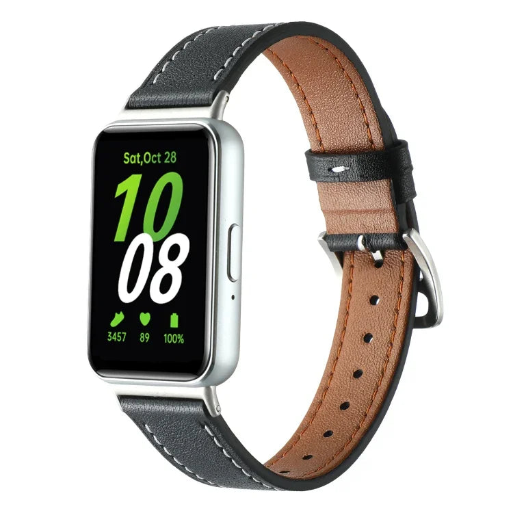 縫線真皮錶帶，適用於 Samsung Galaxy Fit 3