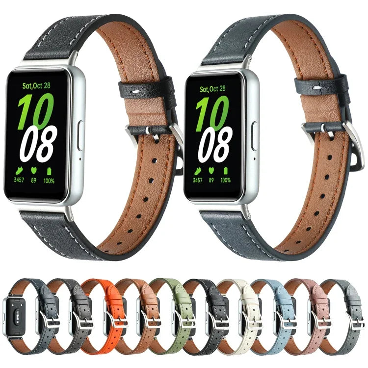縫線真皮錶帶，適用於 Samsung Galaxy Fit 3