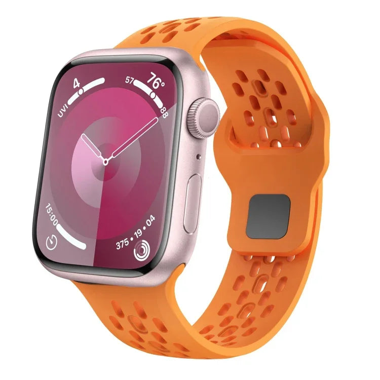 橢圓孔氟橡膠錶帶，適用於 Apple Watch Series 6 44mm，適用於 Apple Watch Series 5 44mm，適用於 Apple Watch Series 4 44mm，適用於 Apple Watch Series 3 42mm，適用於 Apple Watch Series 2 42mm，適用於 Apple Watch 42mm