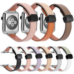 Slim Magnetic Buckle Genuine Leather Watch Band, For Apple Watch Series 9 41mm