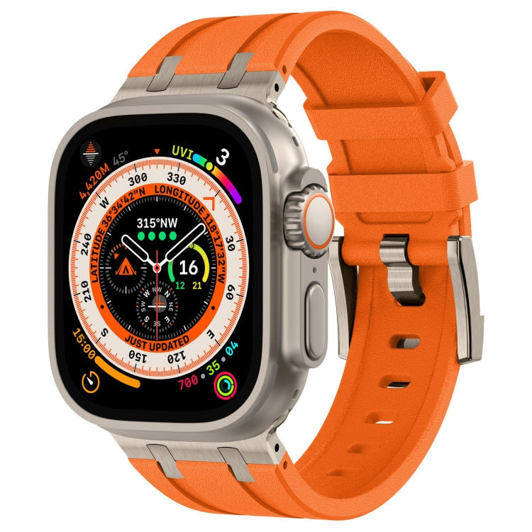 石紋液態矽膠錶帶，適用於 Apple Watch SE 2023 44mm、Apple Watch Ultra 2 49mm、Apple Watch Series 9 45mm、Apple Watch Ultra 49mm