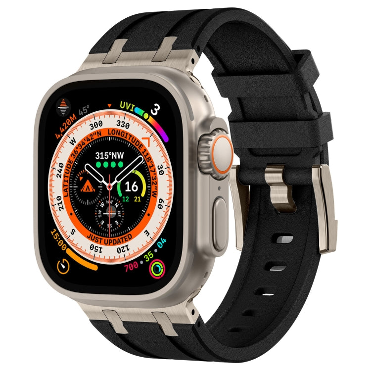 石紋液態矽膠錶帶，適用於 Apple Watch SE 2023 44mm、Apple Watch Ultra 2 49mm、Apple Watch Series 9 45mm、Apple Watch Ultra 49mm