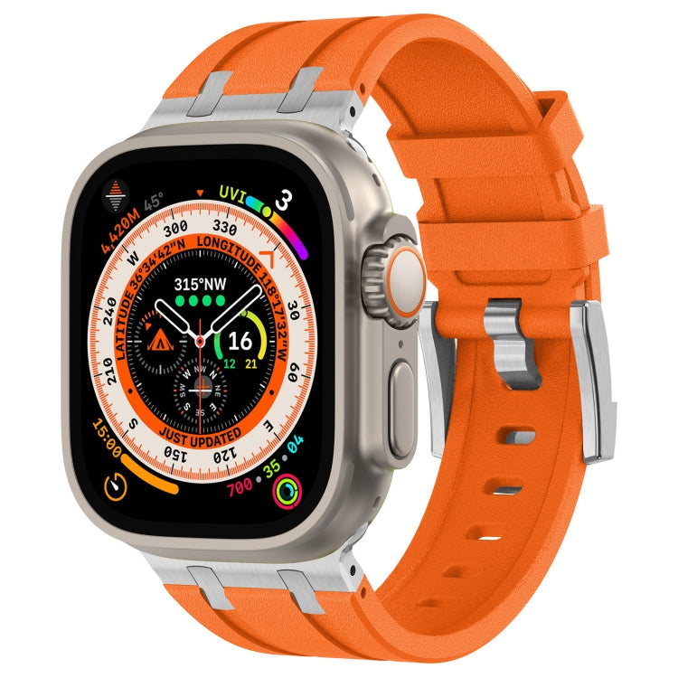 石紋液態矽膠錶帶，適用於 Apple Watch SE 2023 44mm、Apple Watch Ultra 2 49mm、Apple Watch Series 9 45mm、Apple Watch Ultra 49mm