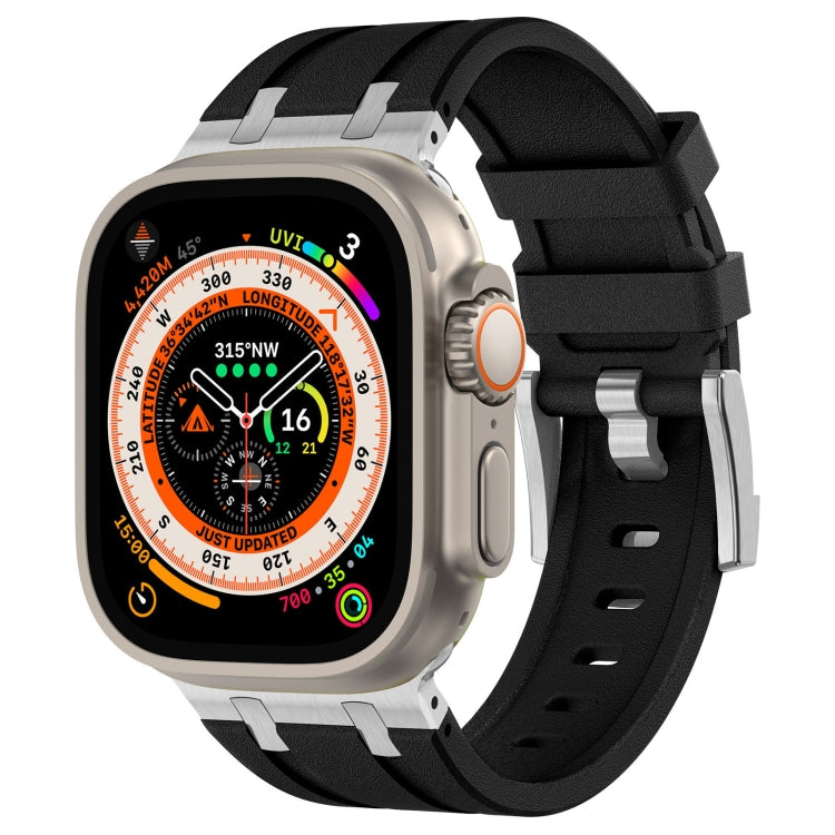 石紋液態矽膠錶帶，適用於 Apple Watch SE 2023 44mm、Apple Watch Ultra 2 49mm、Apple Watch Series 9 45mm、Apple Watch Ultra 49mm