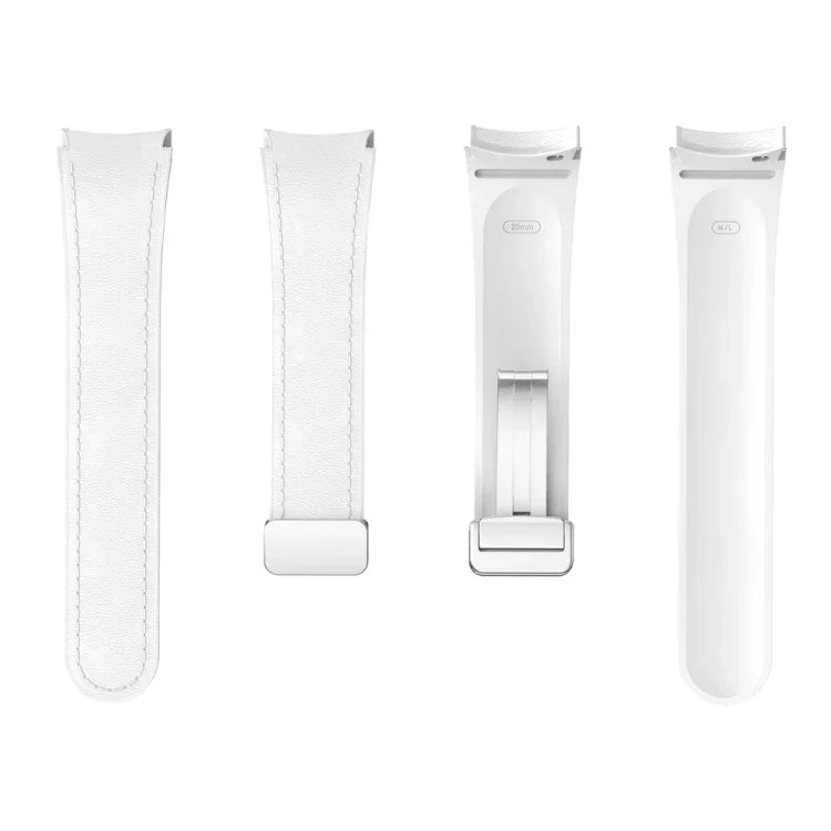 磁吸銀色扣頭皮革矽膠錶帶，適用於 Samsung Galaxy Watch 6