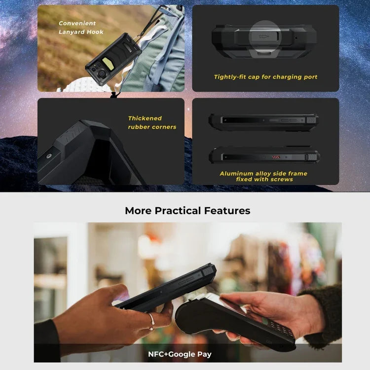 HOTWAV W11 耐用手機，夜視，20800mAh，6.6 吋 Android 13 MT8788 八核心，網絡：4G，OTG，通話錄音，6GB+256GB
