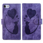 筆心貓壓紋皮革手機殼，適用於 iPhone 14 Plus，適用於 iPhone 14，適用於 iPhone 14 Pro，適用於 iPhone 14 Pro Max，適用於 iPhone 7 / 8 / SE 2022，適用於 iPhone 13 Pro Max，適用於 iPhone 13 Pro，適用於 iPhone 13