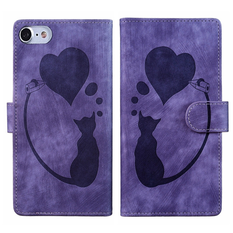 筆心貓壓紋皮革手機殼，適用於 iPhone 14 Plus，適用於 iPhone 14，適用於 iPhone 14 Pro，適用於 iPhone 14 Pro Max，適用於 iPhone 7 / 8 / SE 2022，適用於 iPhone 13 Pro Max，適用於 iPhone 13 Pro，適用於 iPhone 13