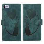 筆心貓壓紋皮革手機殼，適用於 iPhone 14 Plus，適用於 iPhone 14，適用於 iPhone 14 Pro，適用於 iPhone 14 Pro Max，適用於 iPhone 7 / 8 / SE 2022，適用於 iPhone 13 Pro Max，適用於 iPhone 13 Pro，適用於 iPhone 13
