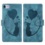筆心貓壓紋皮革手機殼，適用於 iPhone 14 Plus，適用於 iPhone 14，適用於 iPhone 14 Pro，適用於 iPhone 14 Pro Max，適用於 iPhone 7 / 8 / SE 2022，適用於 iPhone 13 Pro Max，適用於 iPhone 13 Pro，適用於 iPhone 13