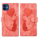 筆心貓壓紋皮革手機殼，適用於 iPhone 13 mini、iPhone 12、iPhone 12 Pro Max、iPhone 12 Pro、iPhone 12 mini、iPhone 11 Pro Max、iPhone 11、iPhone 11 Pro