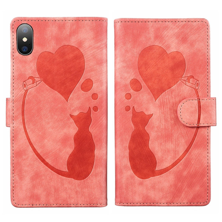 Pen Heart 貓咪浮雕皮革手機殼，適用於 iPhone X / XS，適用於 iPhone XR，適用於 iPhone XS Max，適用於 iPhone 7 Plus / 8 Plus