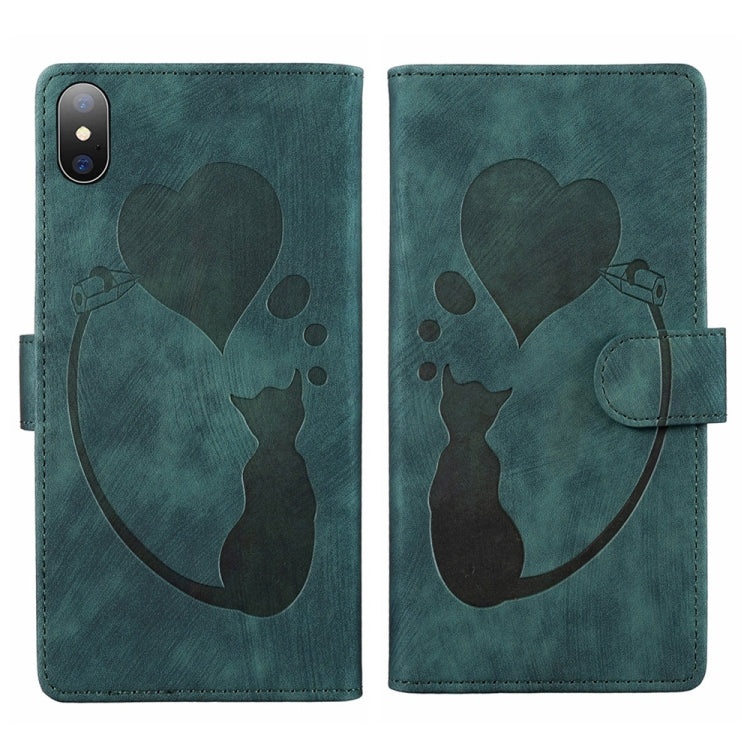 Pen Heart 貓咪浮雕皮革手機殼，適用於 iPhone X / XS，適用於 iPhone XR，適用於 iPhone XS Max，適用於 iPhone 7 Plus / 8 Plus