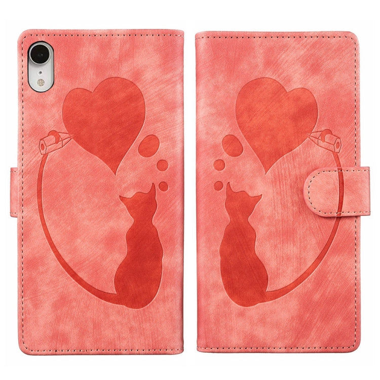 Pen Heart 貓咪浮雕皮革手機殼，適用於 iPhone X / XS，適用於 iPhone XR，適用於 iPhone XS Max，適用於 iPhone 7 Plus / 8 Plus