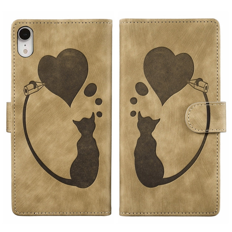 Pen Heart 貓咪浮雕皮革手機殼，適用於 iPhone X / XS，適用於 iPhone XR，適用於 iPhone XS Max，適用於 iPhone 7 Plus / 8 Plus
