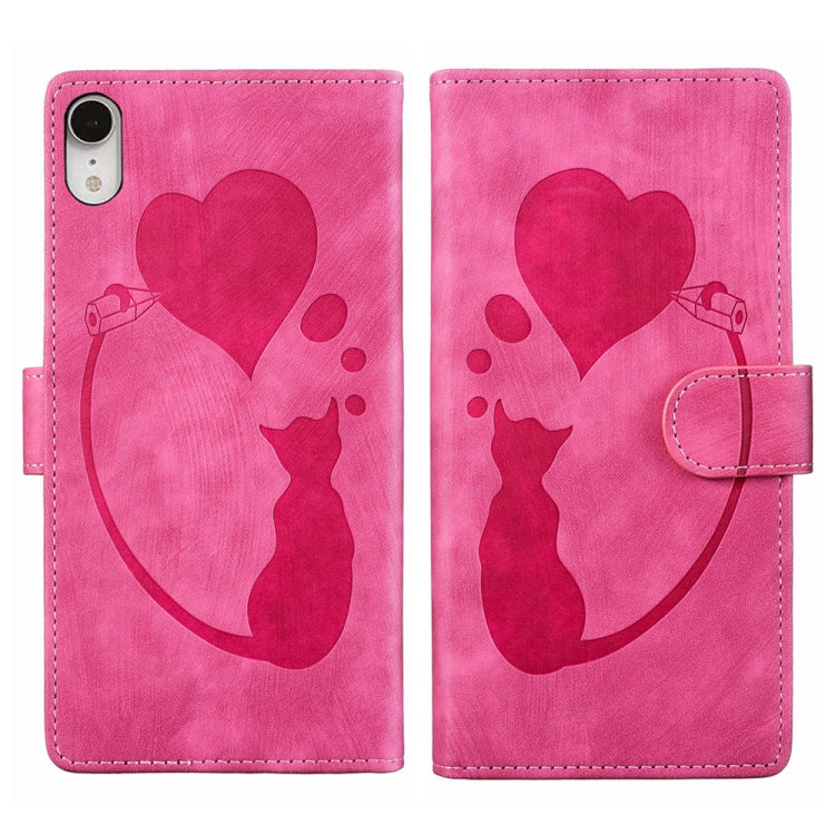 Pen Heart 貓咪浮雕皮革手機殼，適用於 iPhone X / XS，適用於 iPhone XR，適用於 iPhone XS Max，適用於 iPhone 7 Plus / 8 Plus