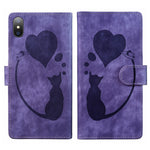Pen Heart 貓咪浮雕皮革手機殼，適用於 iPhone X / XS，適用於 iPhone XR，適用於 iPhone XS Max，適用於 iPhone 7 Plus / 8 Plus