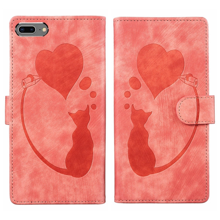 Pen Heart 貓咪浮雕皮革手機殼，適用於 iPhone X / XS，適用於 iPhone XR，適用於 iPhone XS Max，適用於 iPhone 7 Plus / 8 Plus