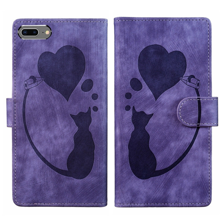 Pen Heart 貓咪浮雕皮革手機殼，適用於 iPhone X / XS，適用於 iPhone XR，適用於 iPhone XS Max，適用於 iPhone 7 Plus / 8 Plus