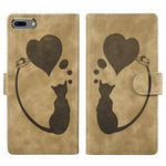Pen Heart 貓咪浮雕皮革手機殼，適用於 iPhone X / XS，適用於 iPhone XR，適用於 iPhone XS Max，適用於 iPhone 7 Plus / 8 Plus