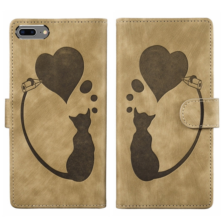 Pen Heart 貓咪浮雕皮革手機殼，適用於 iPhone X / XS，適用於 iPhone XR，適用於 iPhone XS Max，適用於 iPhone 7 Plus / 8 Plus
