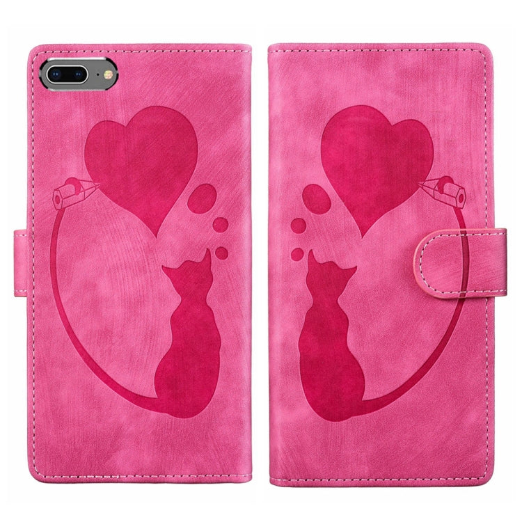 Pen Heart 貓咪浮雕皮革手機殼，適用於 iPhone X / XS，適用於 iPhone XR，適用於 iPhone XS Max，適用於 iPhone 7 Plus / 8 Plus