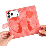 筆心貓壓紋皮革手機殼，適用於 iPhone 17 Pro Max，適用於 iPhone 17 Pro，適用於 iPhone 17，適用於 iPhone Air，適用於 iPhone 15 Pro Max，適用於 iPhone 15 Pro，適用於 iPhone 15 Plus，適用於 iPhone 15