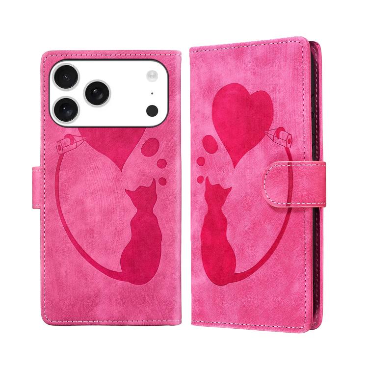 筆心貓壓紋皮革手機殼，適用於 iPhone 17 Pro Max，適用於 iPhone 17 Pro，適用於 iPhone 17，適用於 iPhone Air，適用於 iPhone 15 Pro Max，適用於 iPhone 15 Pro，適用於 iPhone 15 Plus，適用於 iPhone 15