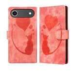 筆心貓壓紋皮革手機殼，適用於 iPhone 17 Pro Max，適用於 iPhone 17 Pro，適用於 iPhone 17，適用於 iPhone Air，適用於 iPhone 15 Pro Max，適用於 iPhone 15 Pro，適用於 iPhone 15 Plus，適用於 iPhone 15