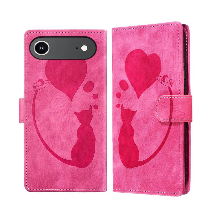 筆心貓壓紋皮革手機殼，適用於 iPhone 17 Pro Max，適用於 iPhone 17 Pro，適用於 iPhone 17，適用於 iPhone Air，適用於 iPhone 15 Pro Max，適用於 iPhone 15 Pro，適用於 iPhone 15 Plus，適用於 iPhone 15