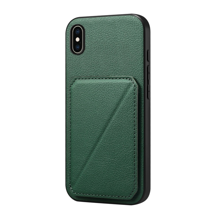 D04 小牛紋理雙卡槽手機殼，適用於 iPhone 11，適用於 iPhone 11 Pro，適用於 iPhone X / XS，適用於 iPhone XR，適用於 iPhone XS Max，適用於 iPhone 7 Plus / 8 Plus