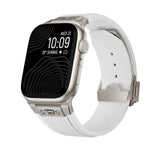 直紋鈦合金扣彈性矽膠錶帶，適用於 Apple Watch SE 44毫米，Apple Watch Series 6 44毫米，Apple Watch Series 5 44毫米，Apple Watch Series 4 44毫米，Apple Watch Series 3 42毫米，Apple Watch Series 2 42毫米