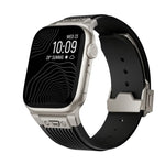 直紋鈦合金扣彈性矽膠錶帶，適用於 Apple Watch SE 44毫米，Apple Watch Series 6 44毫米，Apple Watch Series 5 44毫米，Apple Watch Series 4 44毫米，Apple Watch Series 3 42毫米，Apple Watch Series 2 42毫米