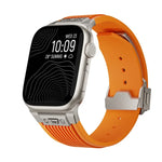 直紋鈦合金扣彈性矽膠錶帶，適用於 Apple Watch SE 44毫米，Apple Watch Series 6 44毫米，Apple Watch Series 5 44毫米，Apple Watch Series 4 44毫米，Apple Watch Series 3 42毫米，Apple Watch Series 2 42毫米