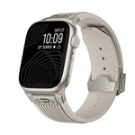直紋鈦合金扣彈性矽膠錶帶，適用於 Apple Watch SE 44毫米，Apple Watch Series 6 44毫米，Apple Watch Series 5 44毫米，Apple Watch Series 4 44毫米，Apple Watch Series 3 42毫米，Apple Watch Series 2 42毫米