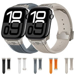 直紋鈦合金扣彈性矽膠錶帶，適用於 Apple Watch SE 44毫米，Apple Watch Series 6 44毫米，Apple Watch Series 5 44毫米，Apple Watch Series 4 44毫米，Apple Watch Series 3 42毫米，Apple Watch Series 2 42毫米