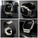 直紋鈦合金扣彈性矽膠錶帶，適用於 Apple Watch SE 44毫米，Apple Watch Series 6 44毫米，Apple Watch Series 5 44毫米，Apple Watch Series 4 44毫米，Apple Watch Series 3 42毫米，Apple Watch Series 2 42毫米