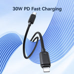 USAMS US-SJ697 USB-C / Type-C 轉 8 Pin 30W 條紋快充數據線，1米，2米，3米